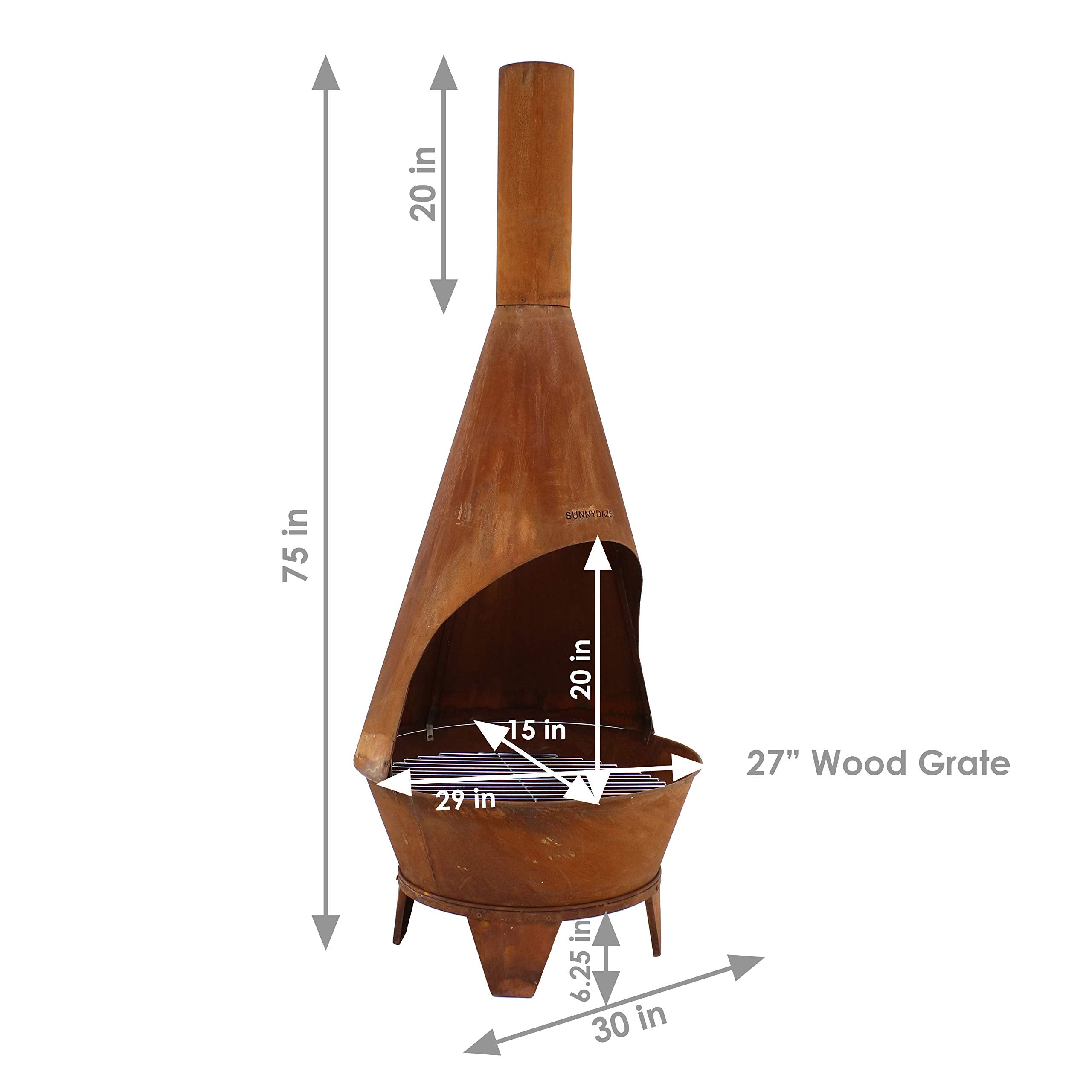 Large Chiminea Outdoor Wood-Burning Fireplace with Grill Grate