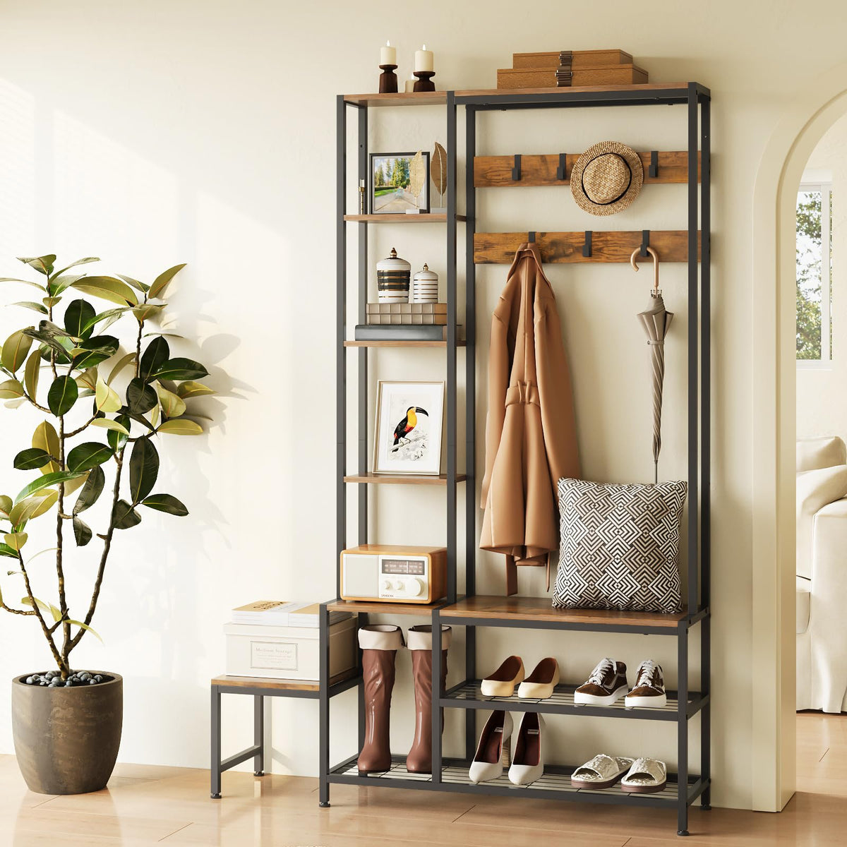 Hall Tree with Shoe Bench