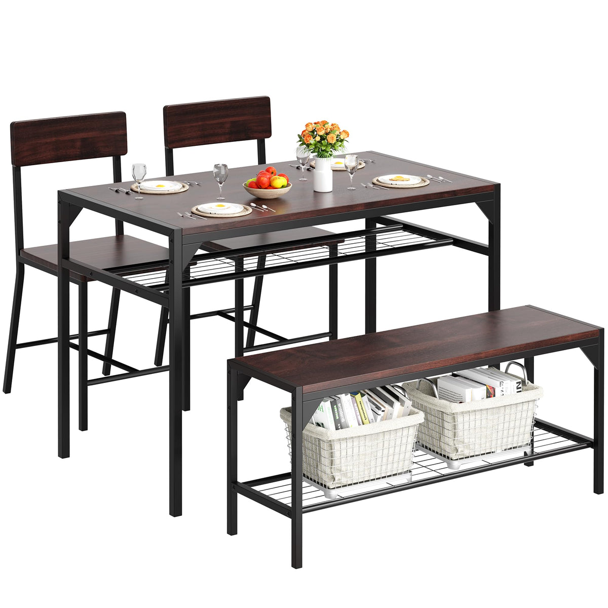 4-Person Dining Set with Bench
