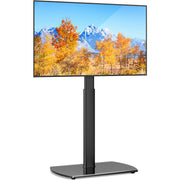 YOMT Universal TV Floor Stand with Mount for 27-70 Inch LCD LED OLED TVs, Swivel Height Adjustable Tall TV Stand, Space Saving Design for Corner Bedroom Living Room, Black
