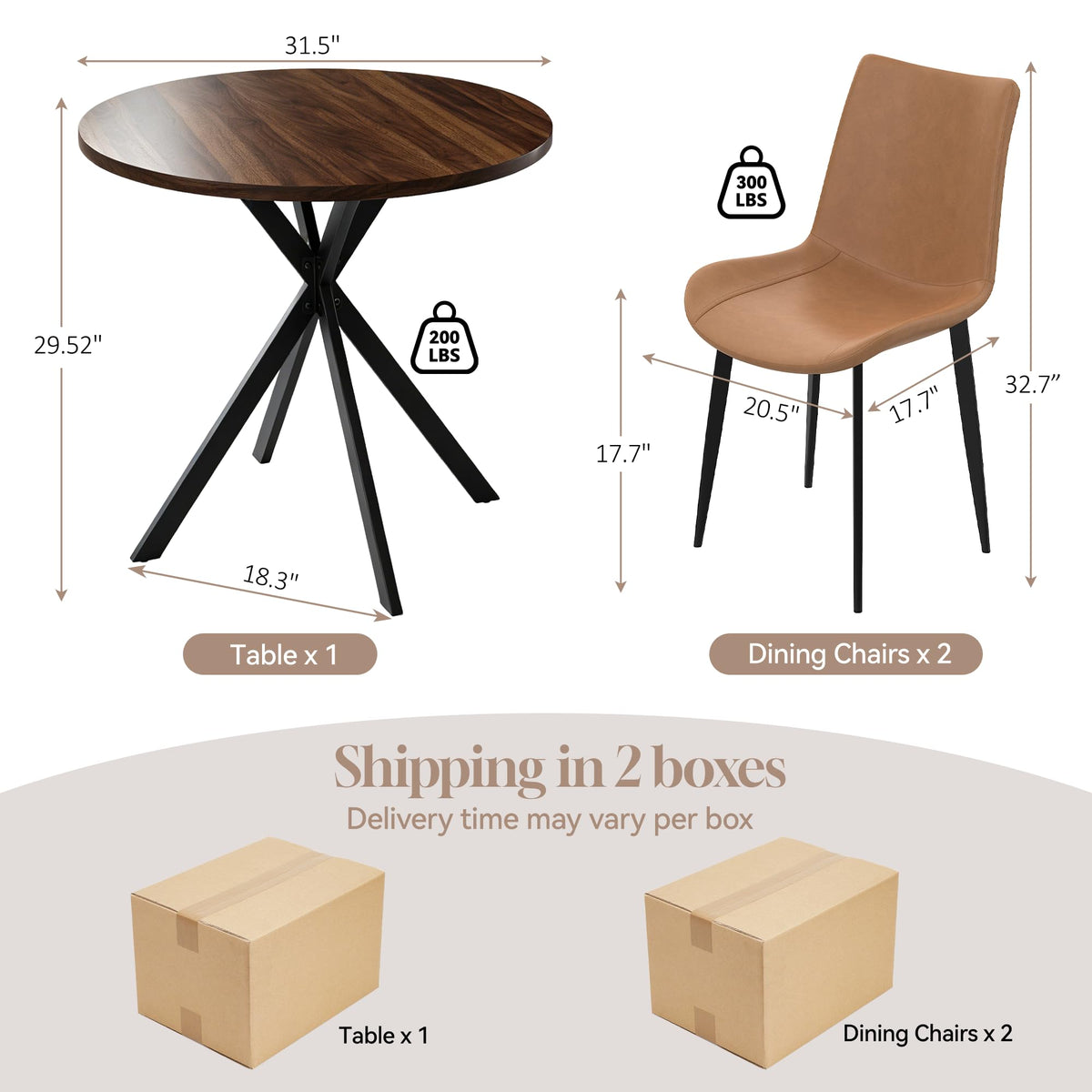 Round Dining Table Set for 2