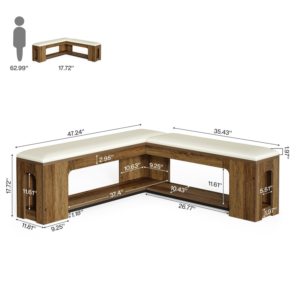 L-Shaped Corner Storage Bench