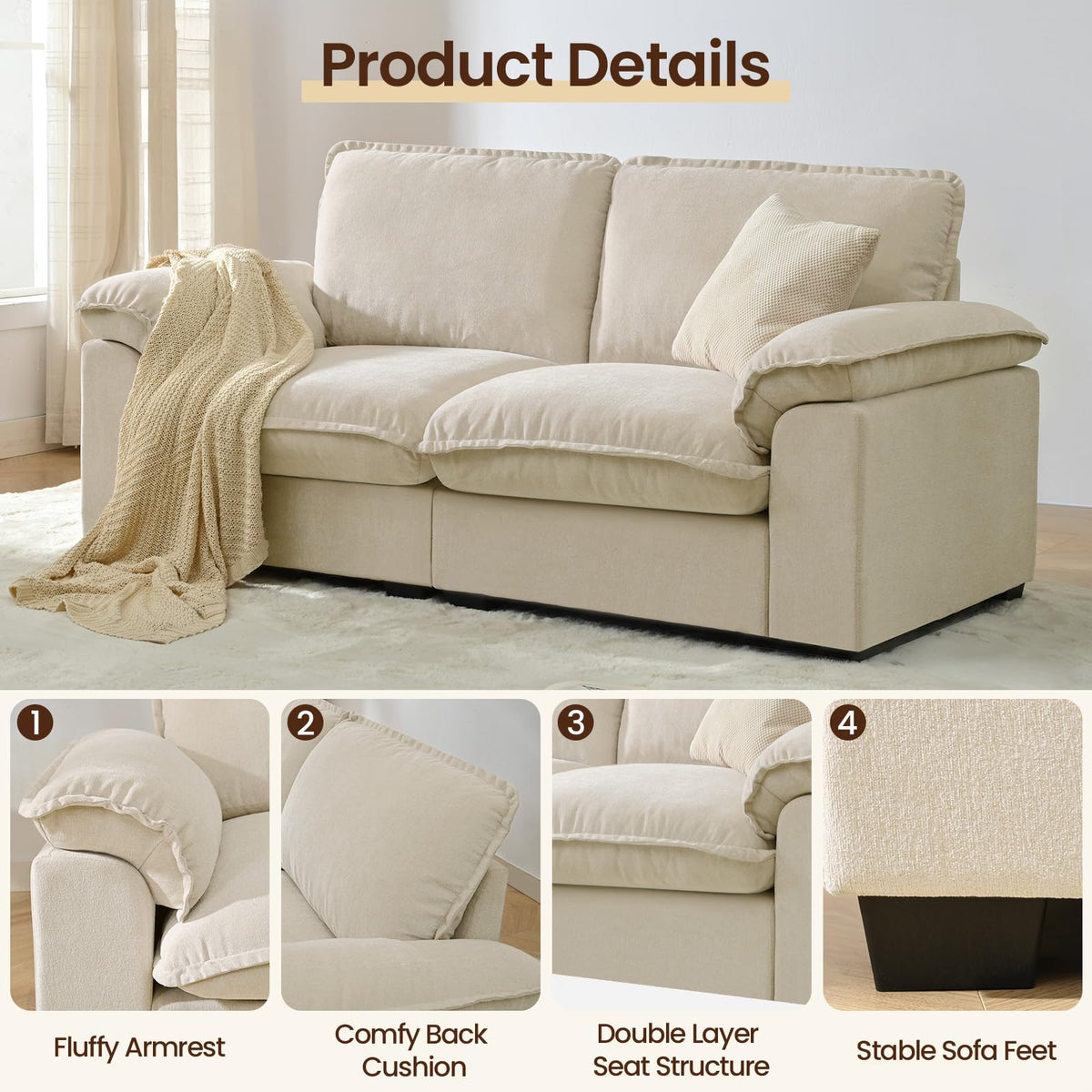 Chenille Cloud Loveseat