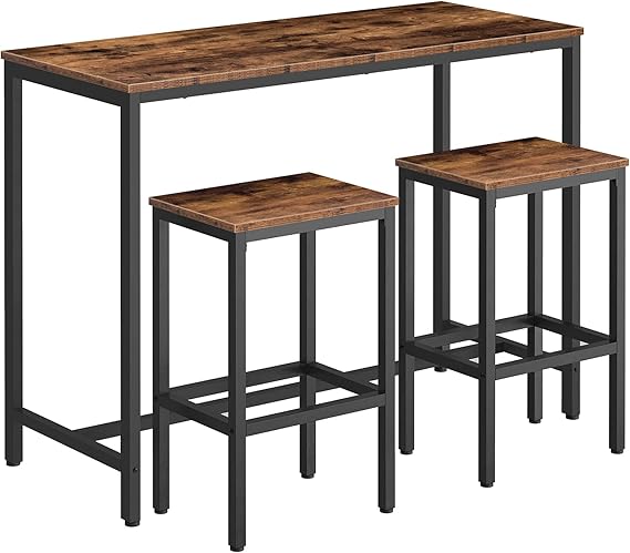 Industrial Bar Table Set with 2 Stools