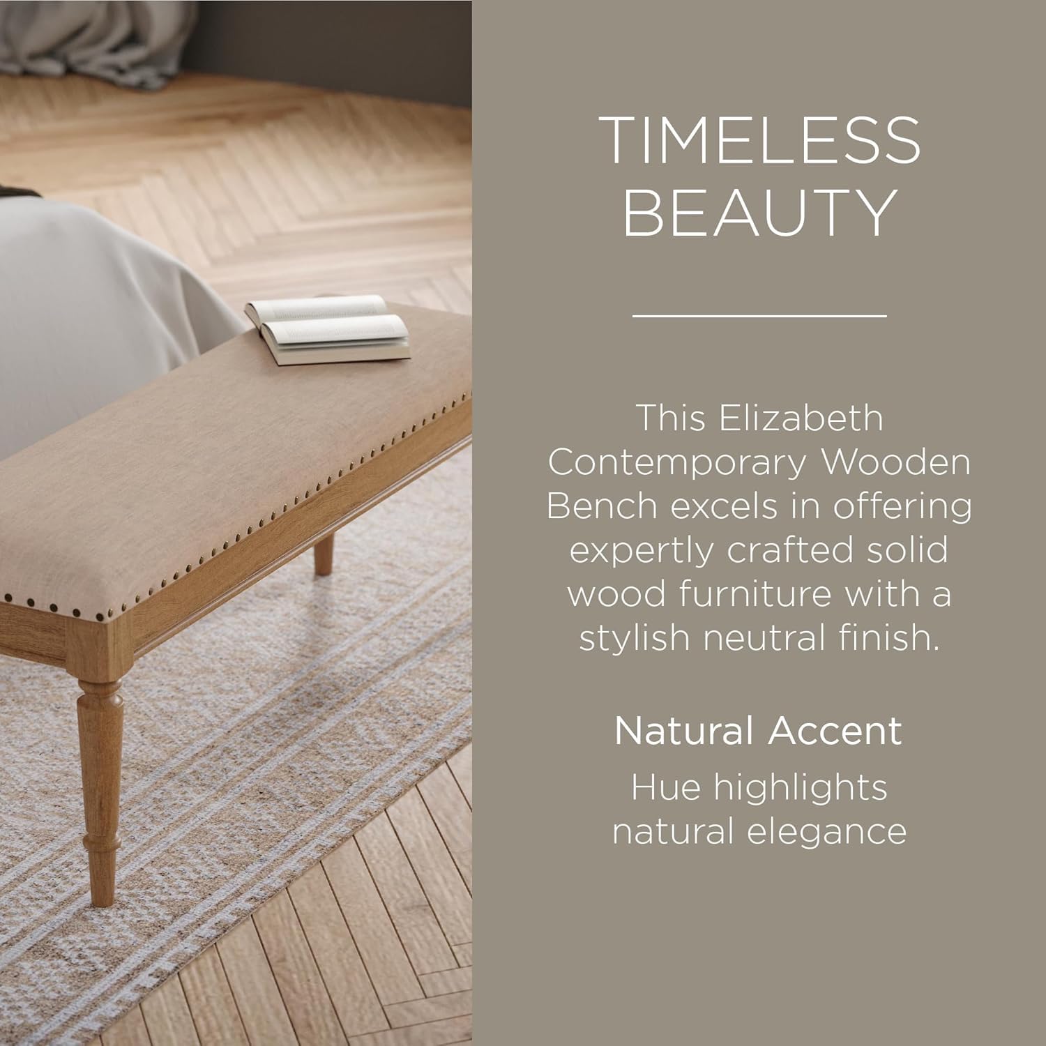 Wooden Upholstered Bench with Padded Seat