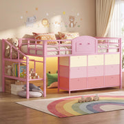 Twin Low Loft Bed with Storage Stairs