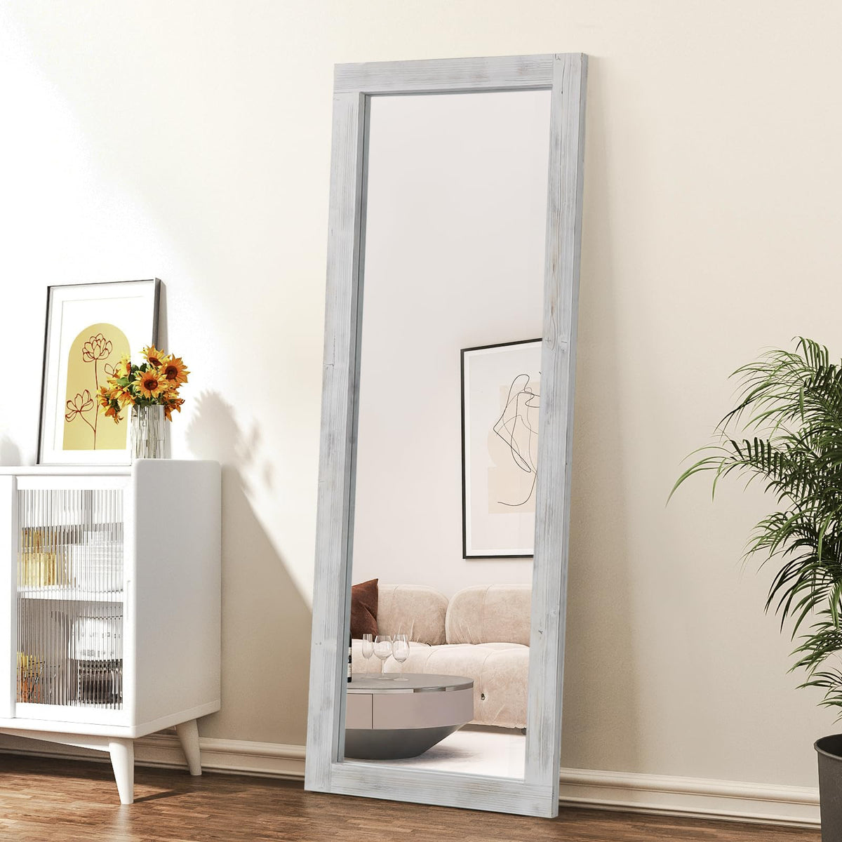 Rustic Wood Full-Length Mirror