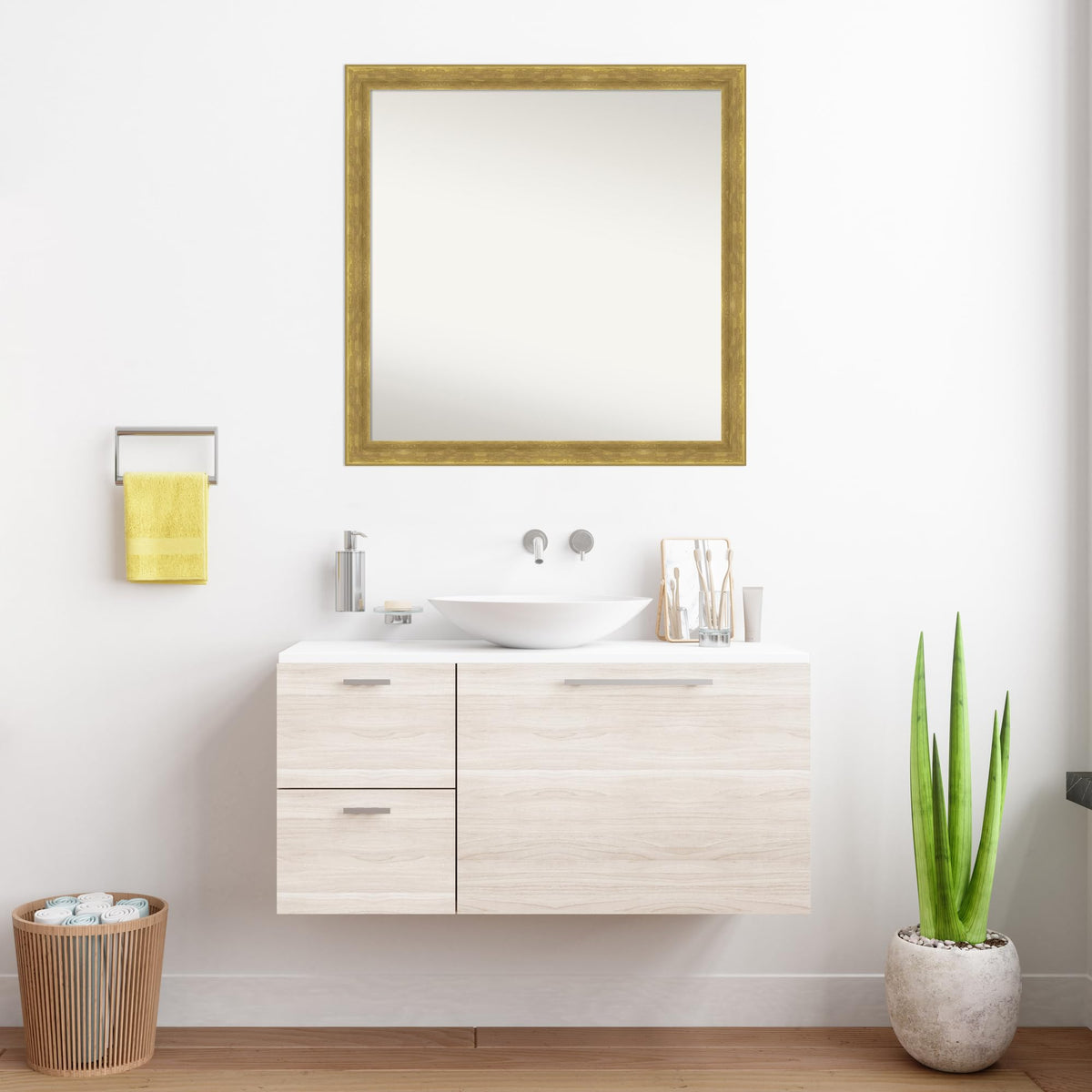 Amanti Art Gold Wall & Bathroom Mirror for Over Sink, 31x31 Large Mirror