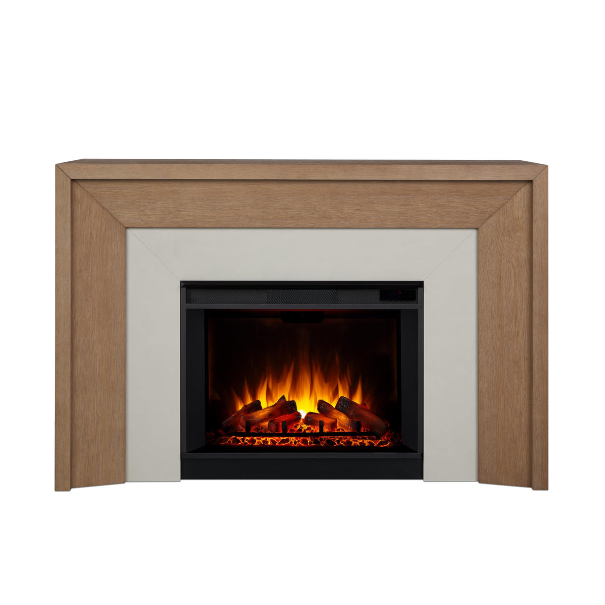 Electric Fireplace with Oak Mantel