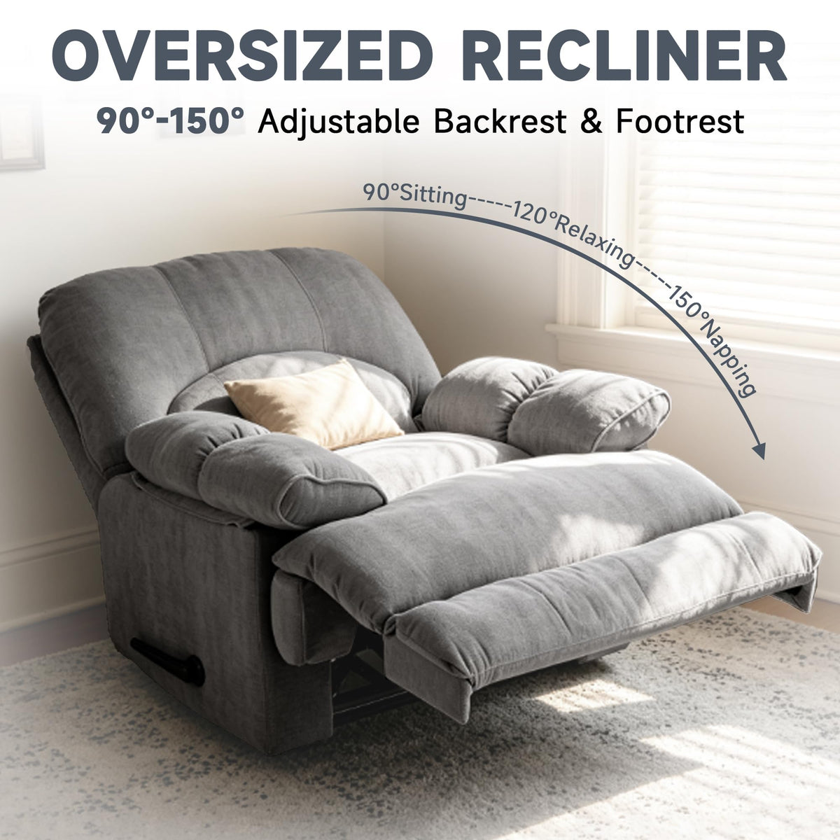 Oversized Chenille Manual Recliner