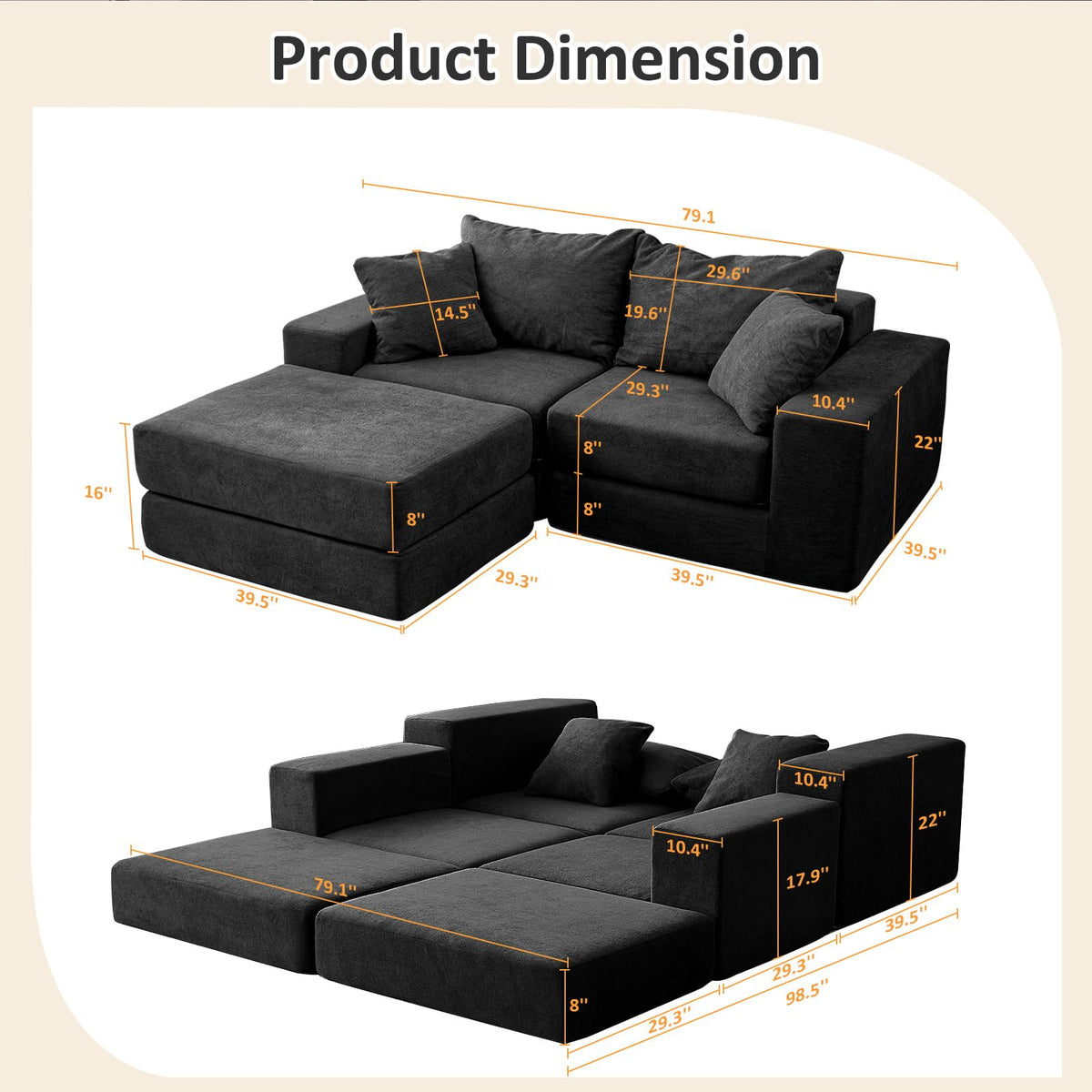 Modular Velvet Sectional Sofa