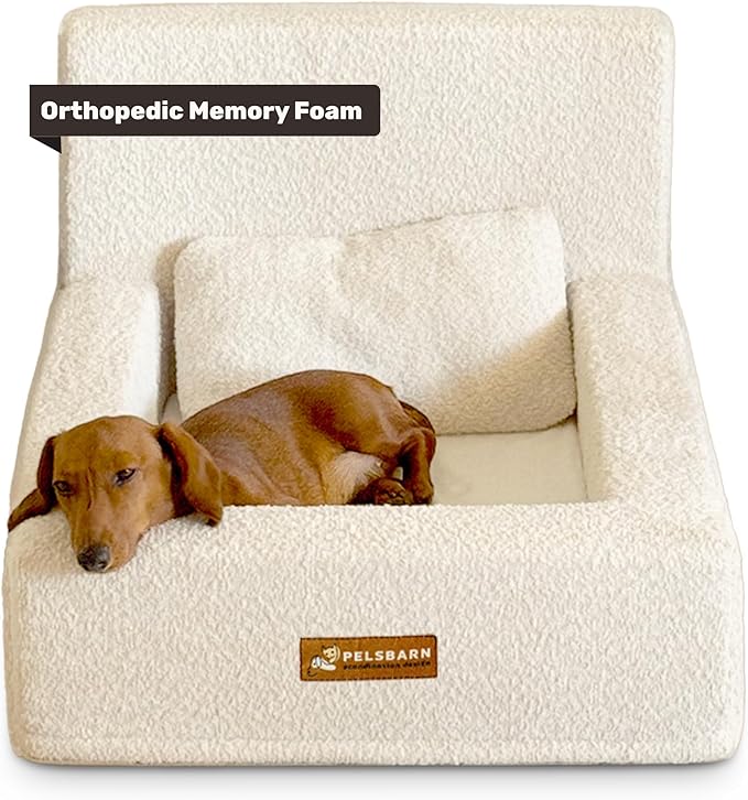 XL Oval Donut Dog Bed – Herringbone, Micro Velvet, Washable Cover