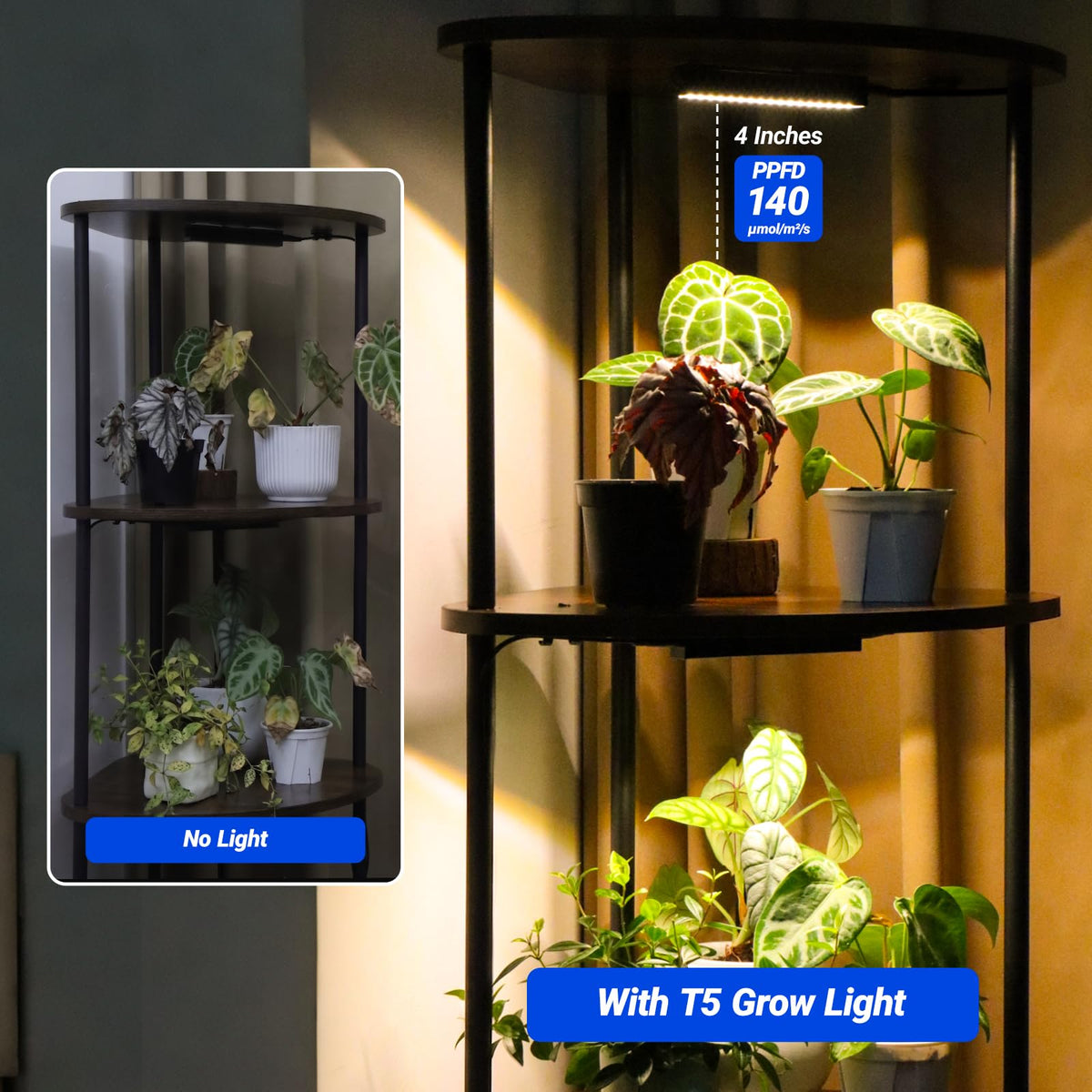 Barrina LS15 Corner Plant Stand with Grow Lights, 4-Tier, Full Spectrum
