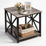 TooCust Square End Table with Storage Shelf, 24 inch Wood Large Side Table