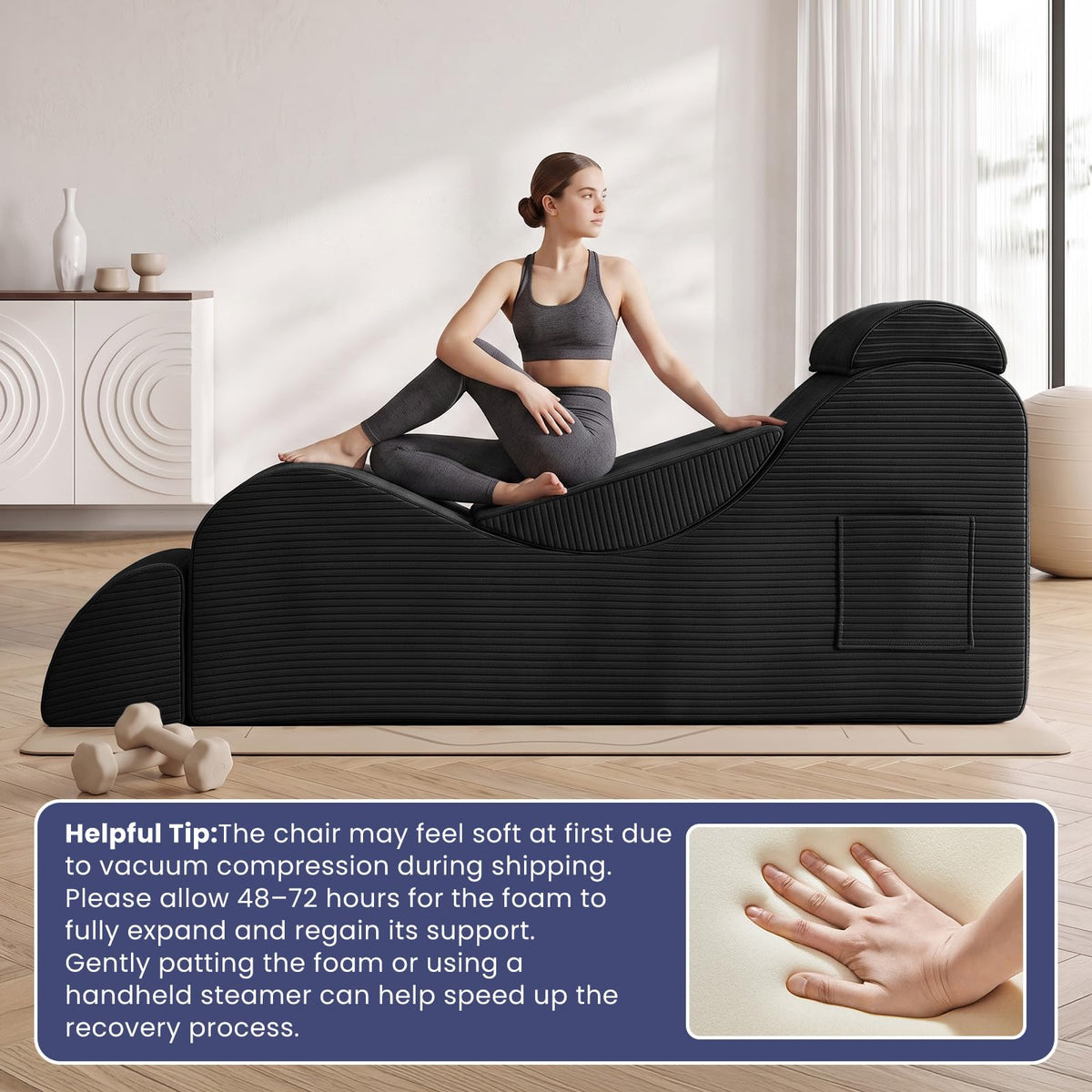 Corduroy Yoga Lounge Chair with Ottoman