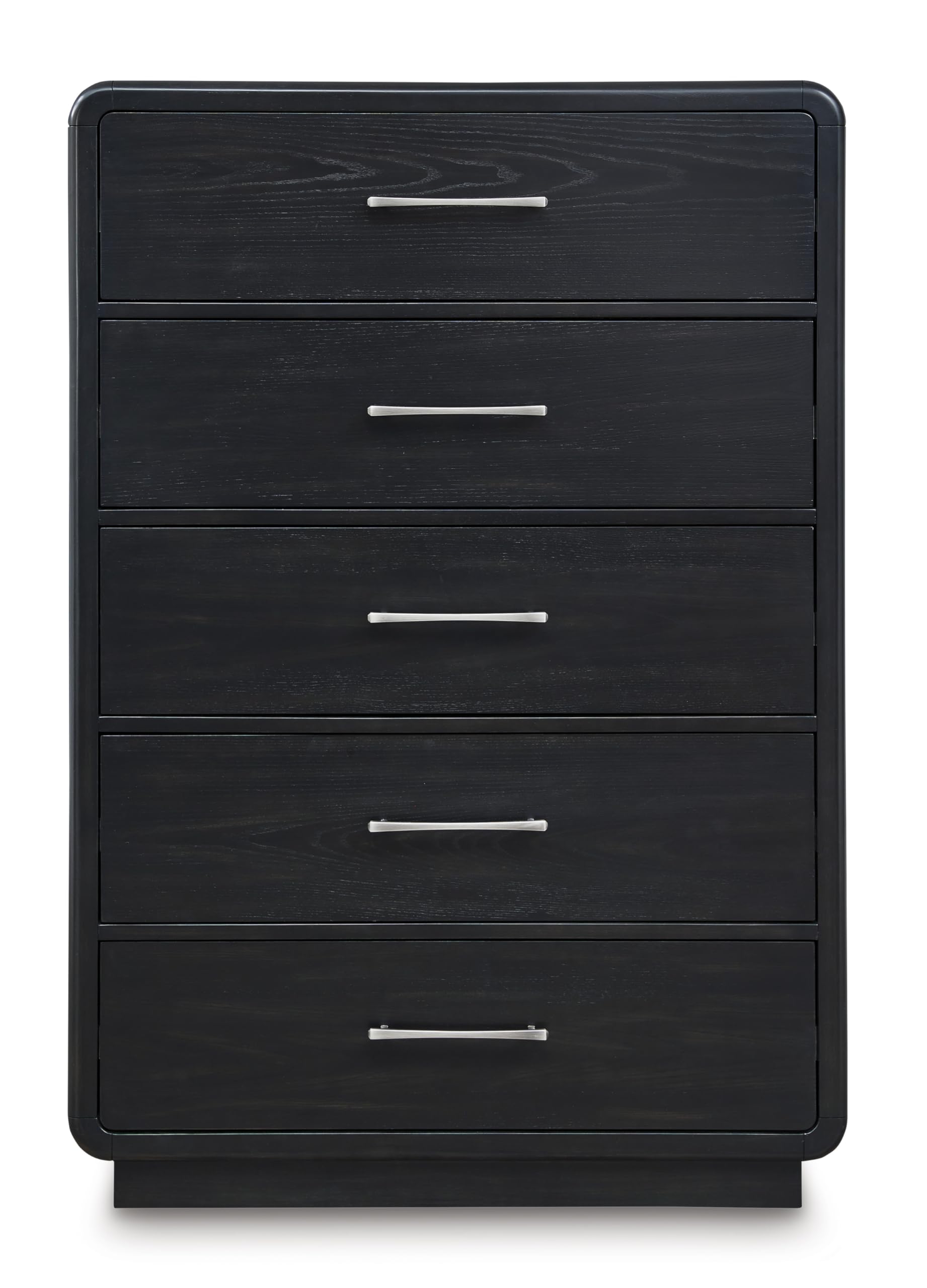 Signature Design by Ashley Rowanbeck Modern 5 Drawer Chest with Felt-Lined Top Drawer and Safety Stop, Black