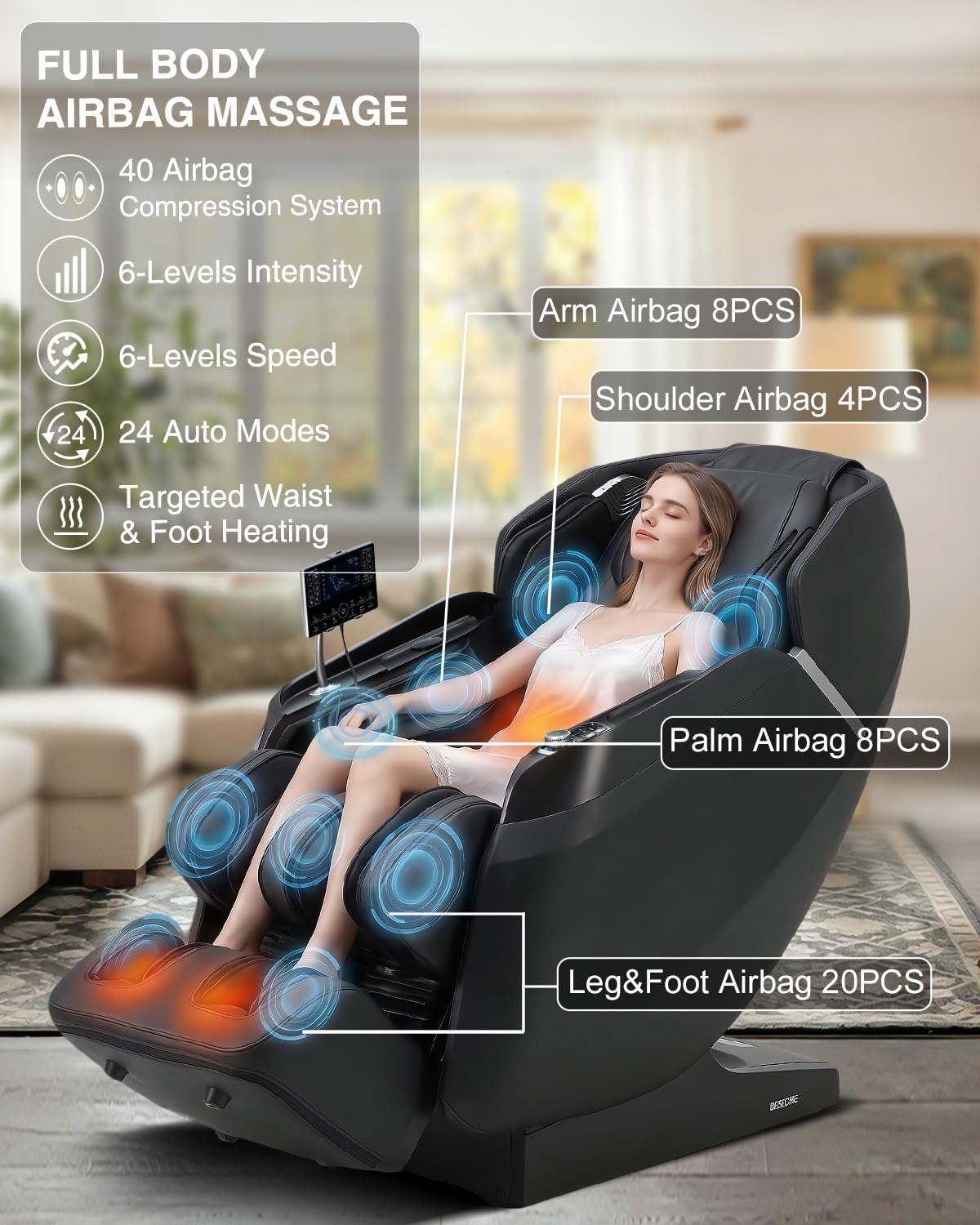 BOSSCARE 2026 4D Massage Chair Full Body, 24 Modes Zero Gravity SL-Track Shiatsu Recliner- AI APP Control Airbag Massage with Body Scan,Deep Yoga Stretch,Heating Waist and Foot (Black)