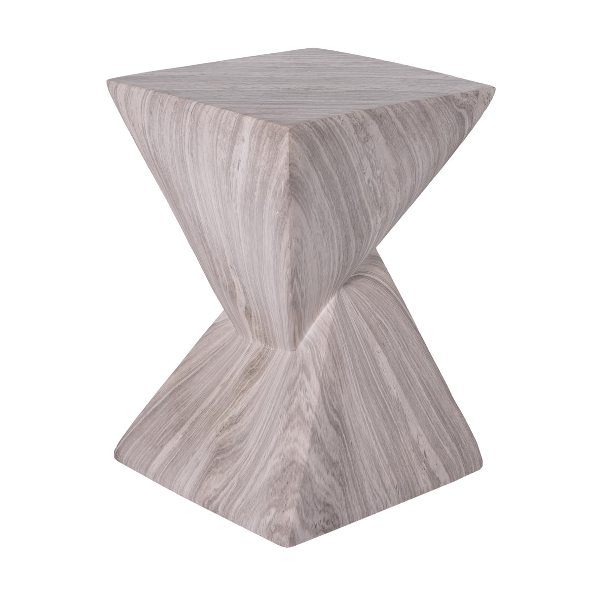 Fluted Faux Marble Side Table
