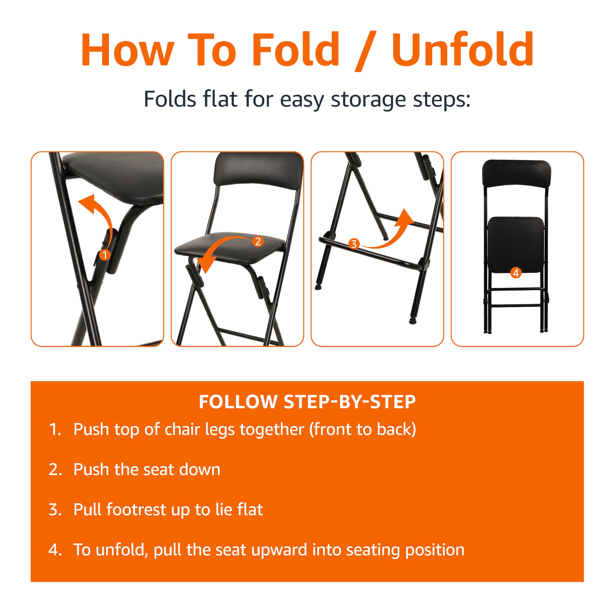 Folding Bar Stool with Footrest (Set of 2)