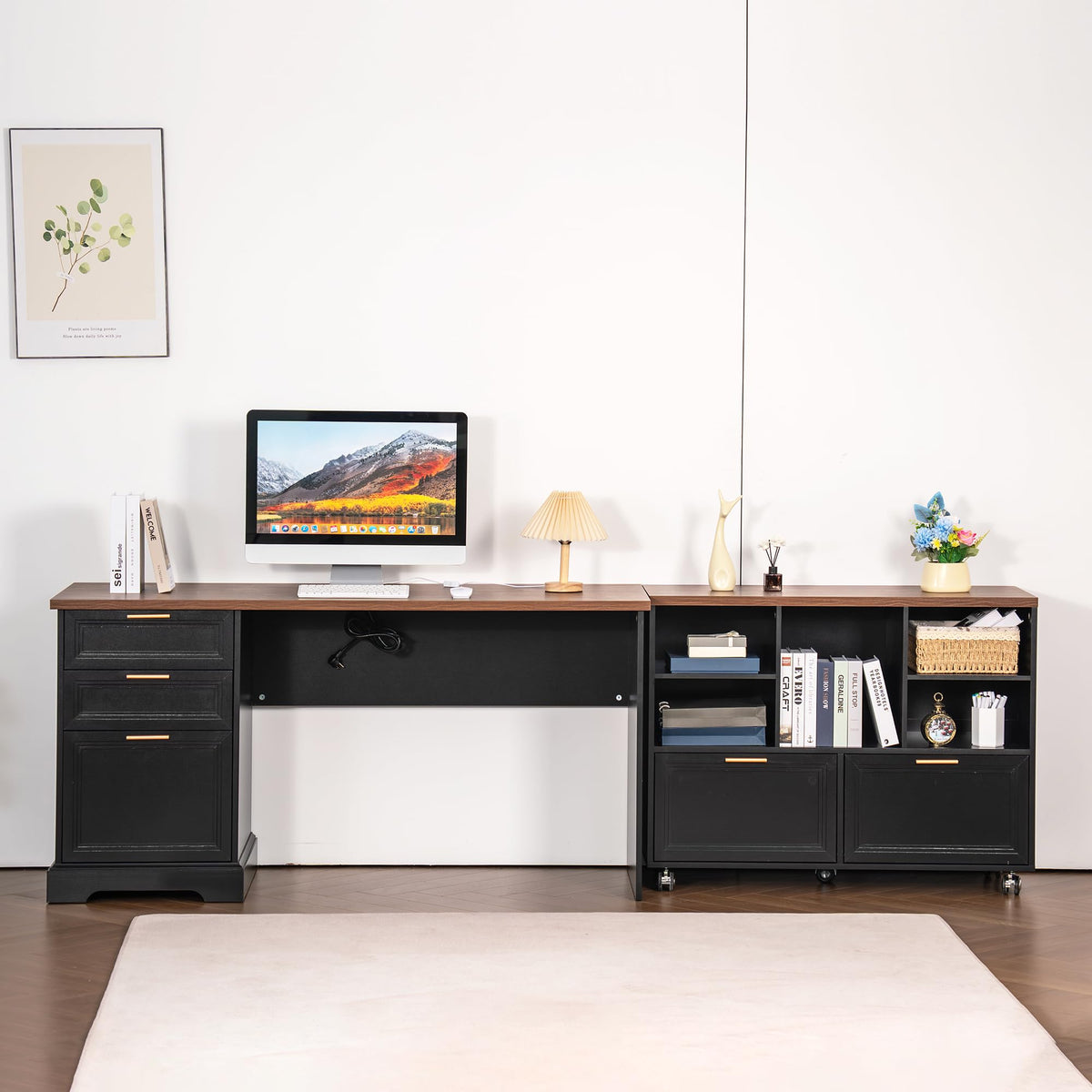 Executive Desk with Mobile File Cabinet