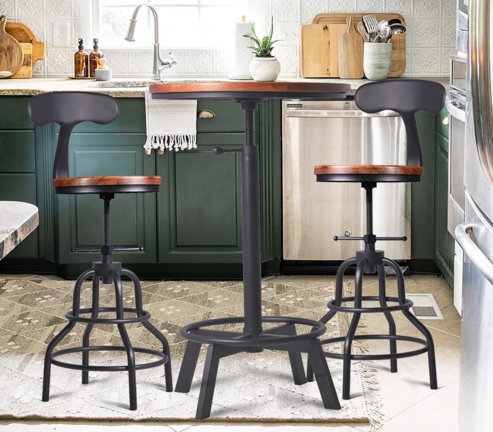 Round Bar Table & Counter Stool Set, 3-Piece