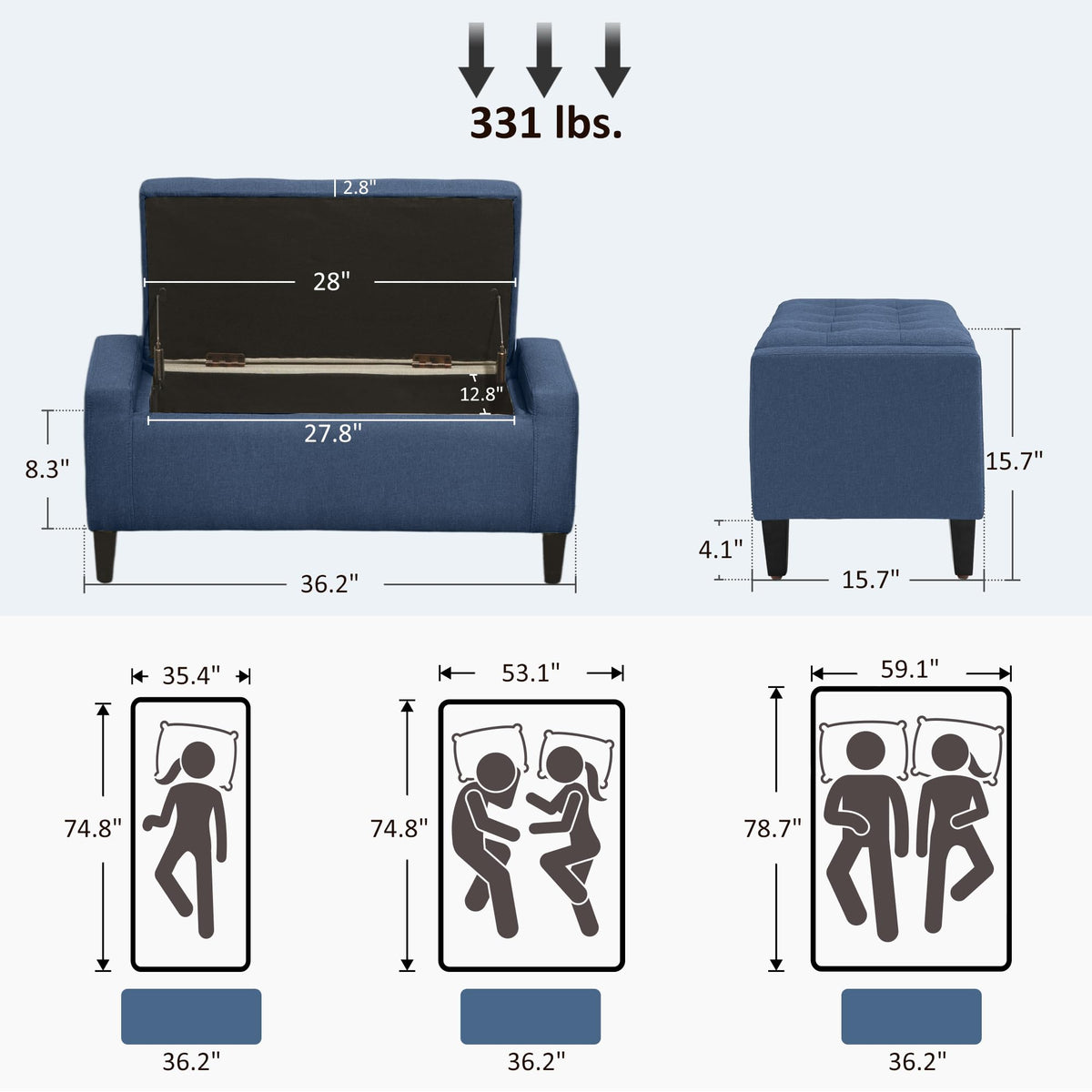 Upholstered Storage Ottoman Bench