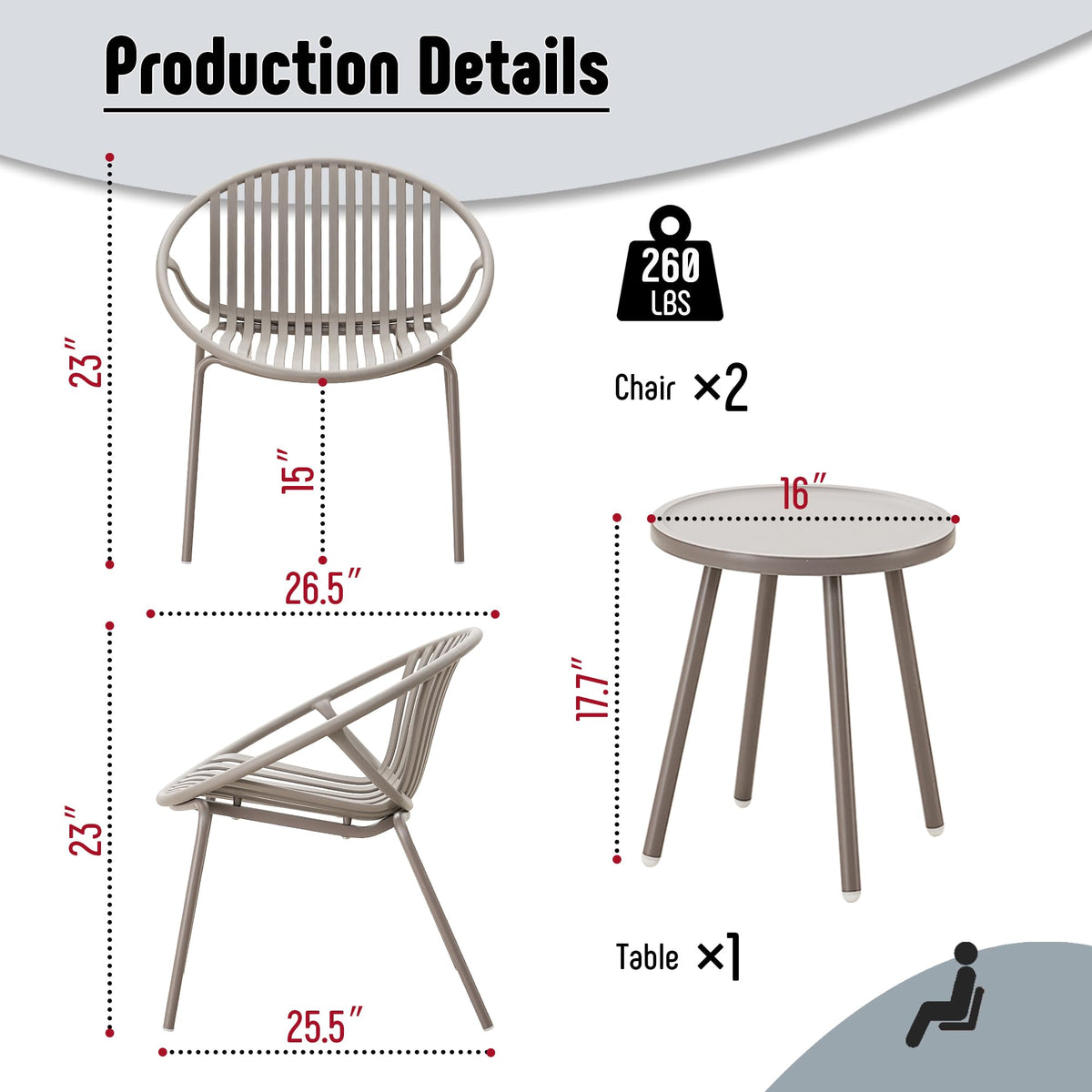 Grey Outdoor Bistro Set