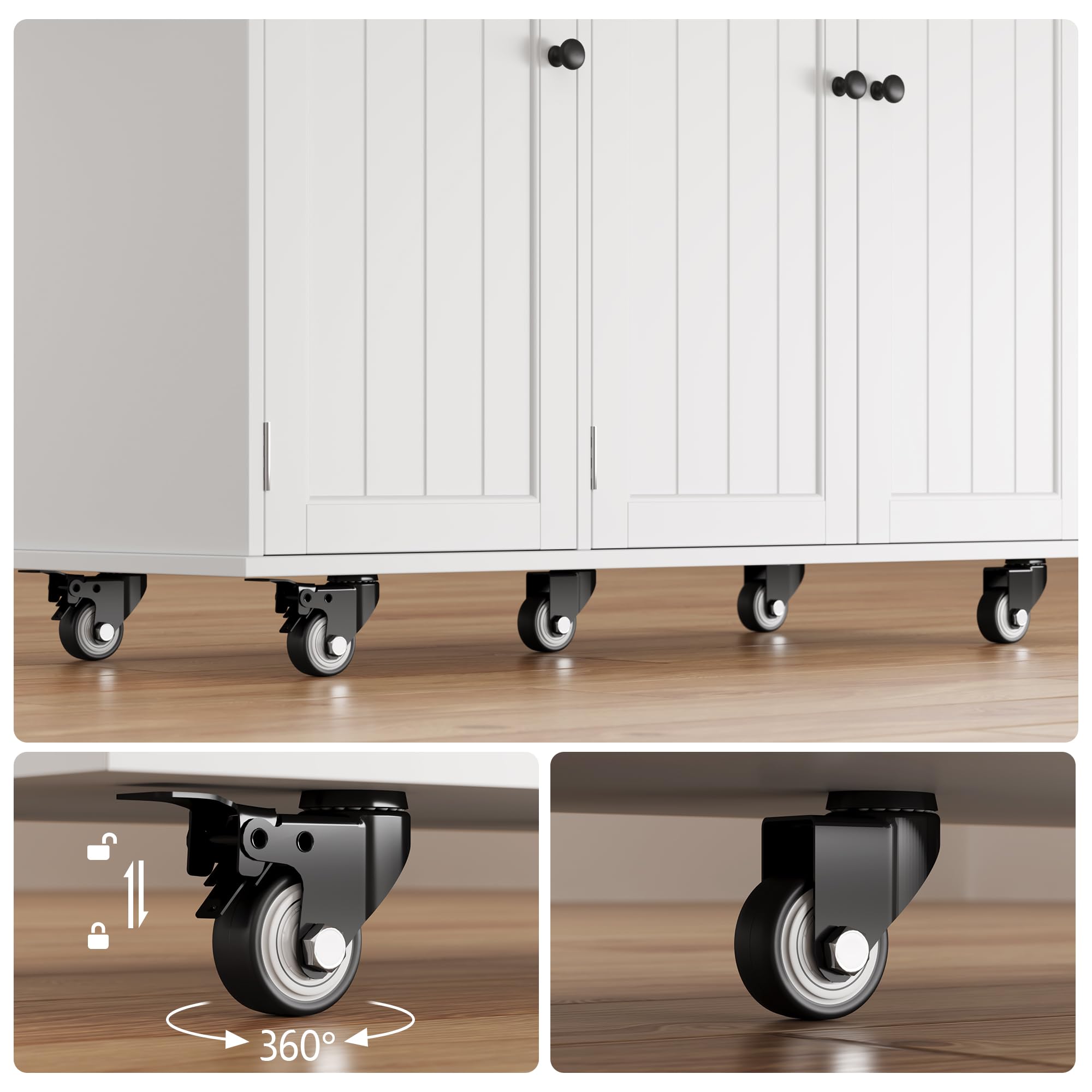 Kitchen Island with Drop Leaf, Storage Cabinet & Drawer