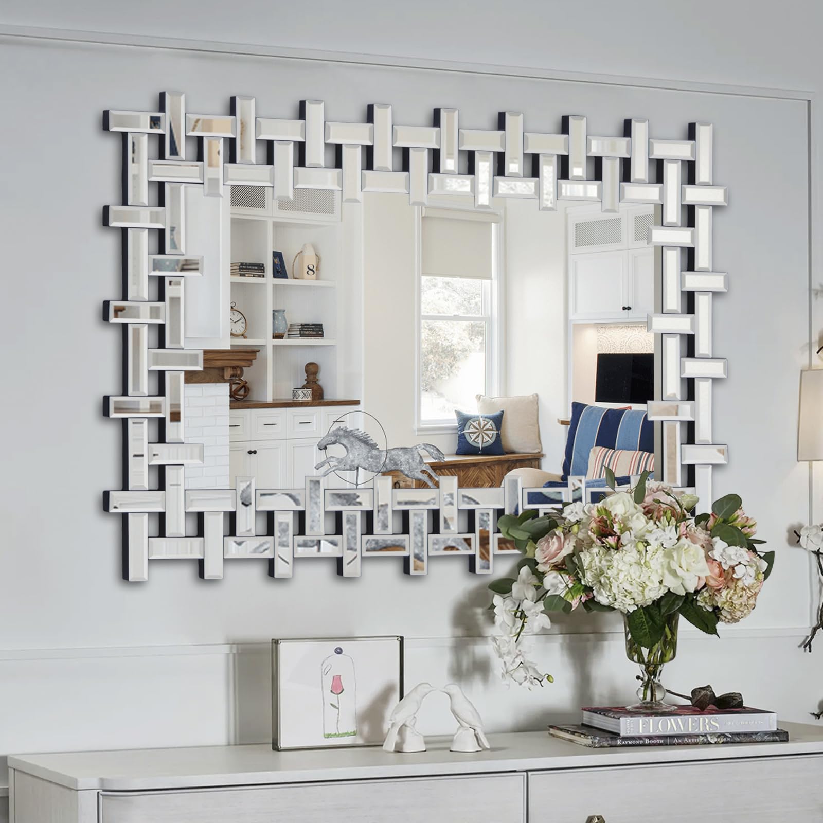 Large Rectangular Wall Mirror – Silver Glass Frame