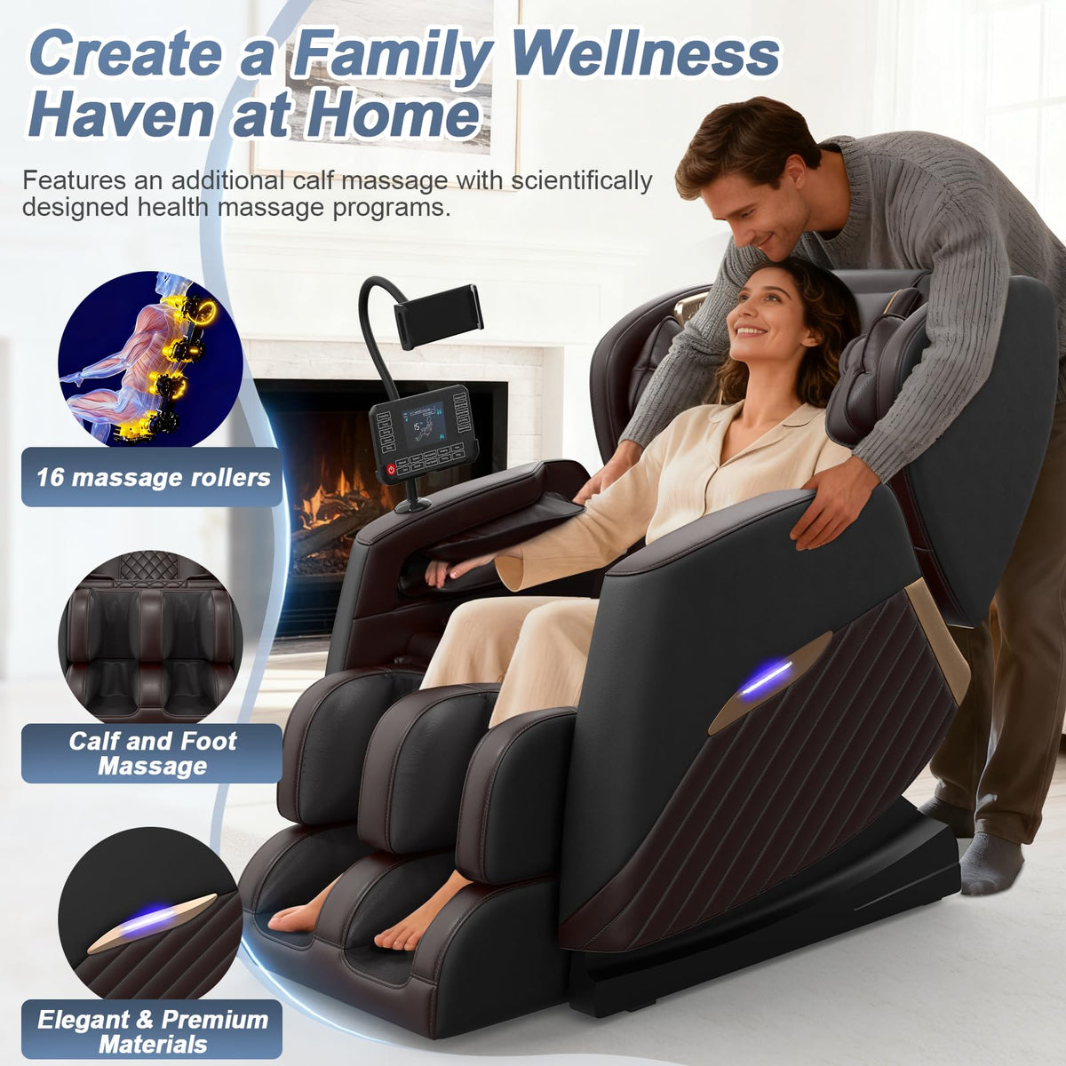 Srfzluxy Zero Gravity Massage Chair Full Body Recliner, 14 Fixed Rollers