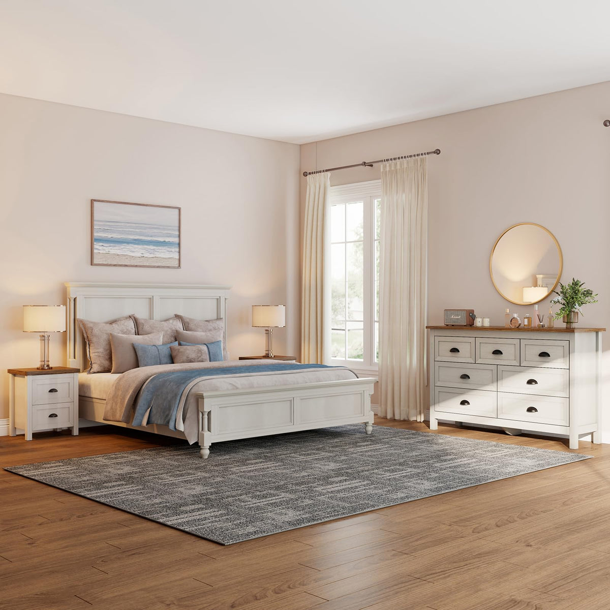 White Dresser and Nightstand Set