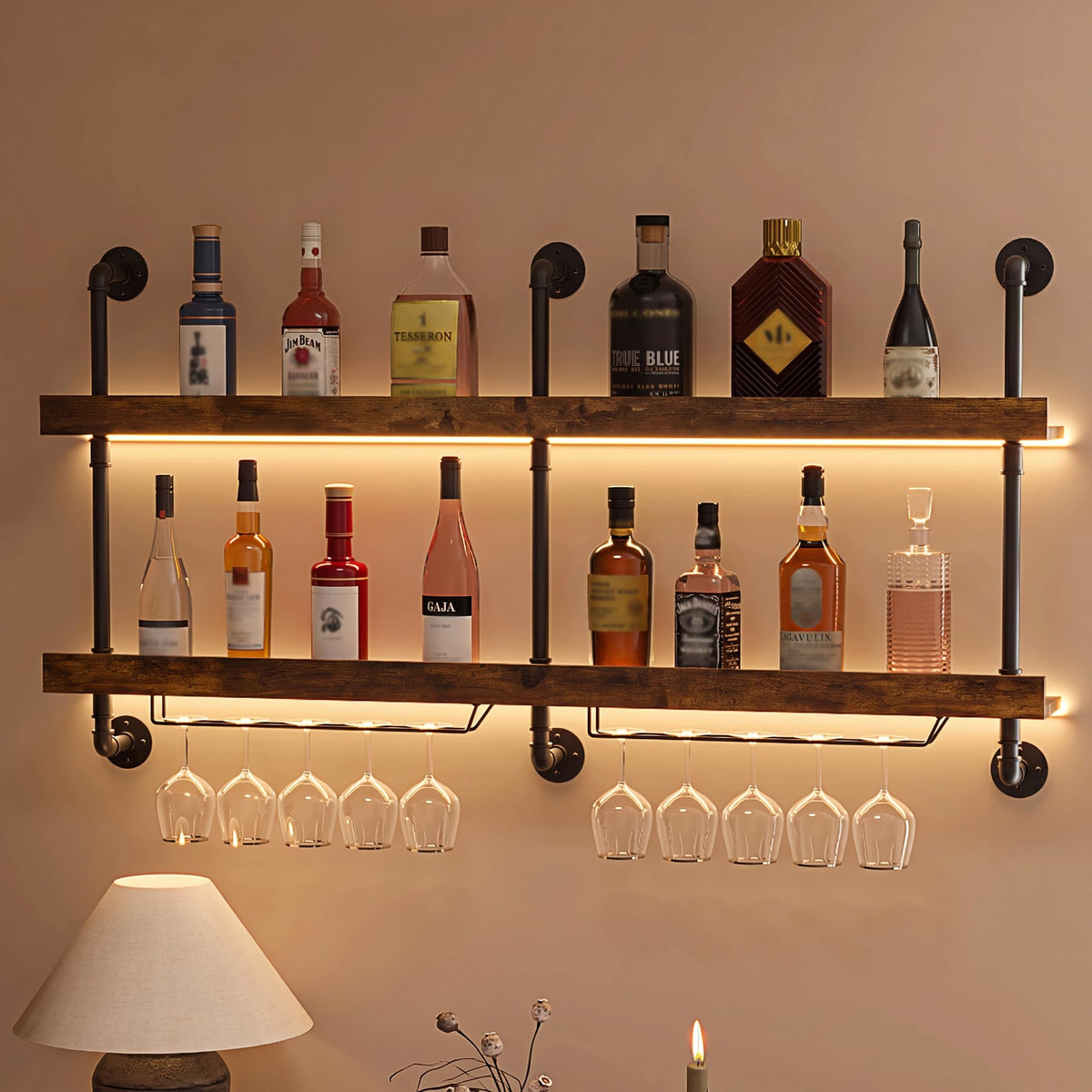 Wall-Mounted LED Wine Rack