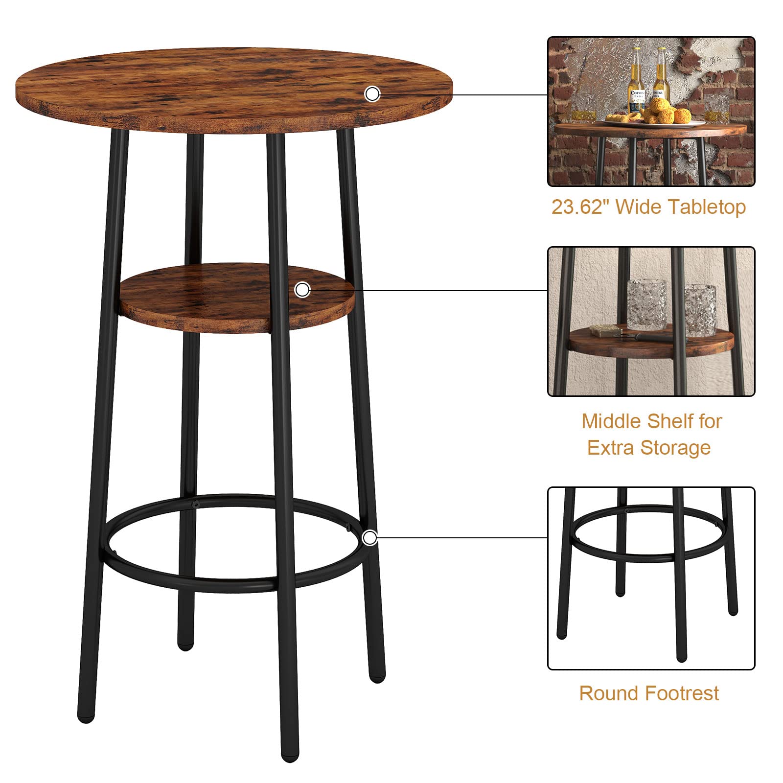 3-Piece Round Bar Table & Chairs Set