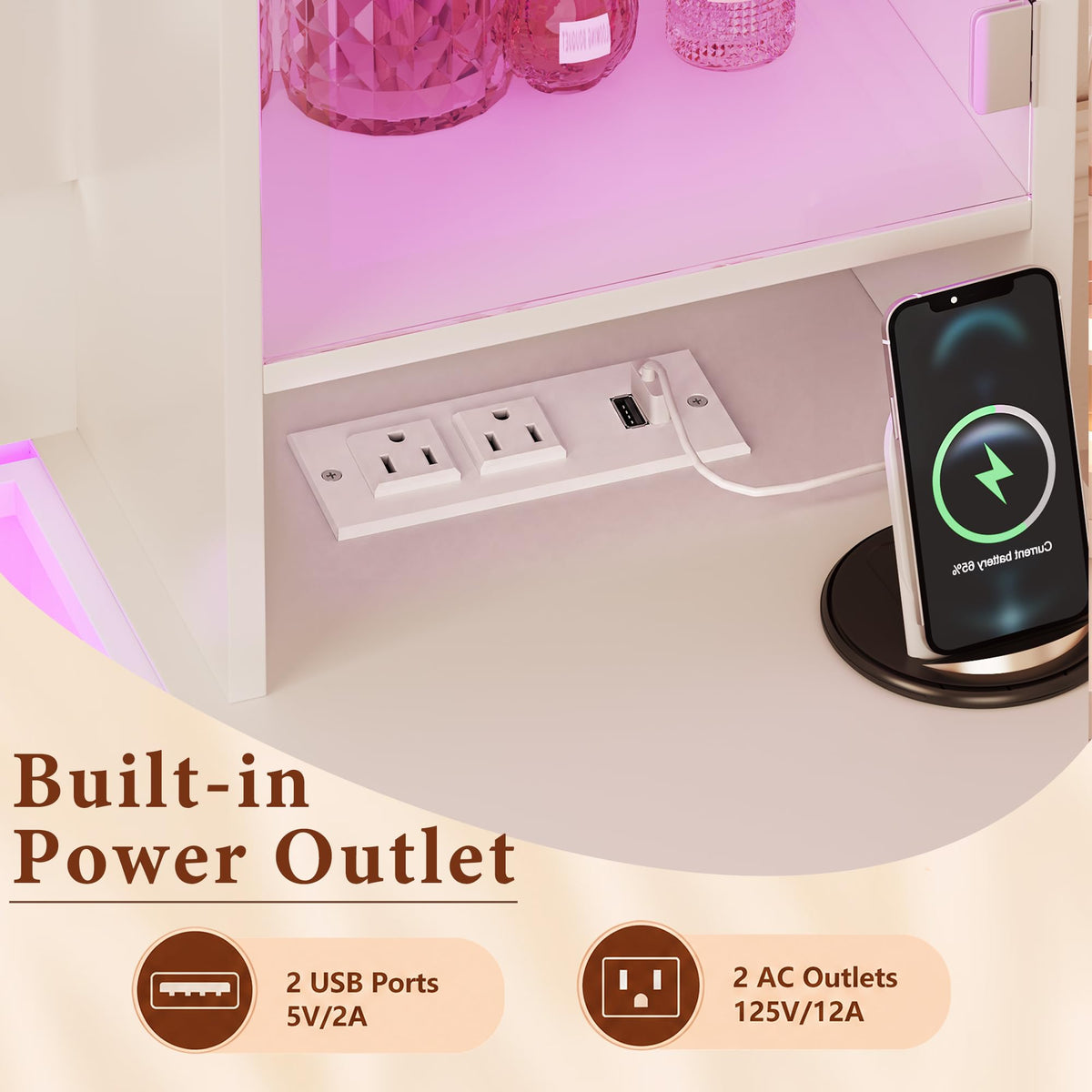 LED Mirror Vanity Desk with Storage