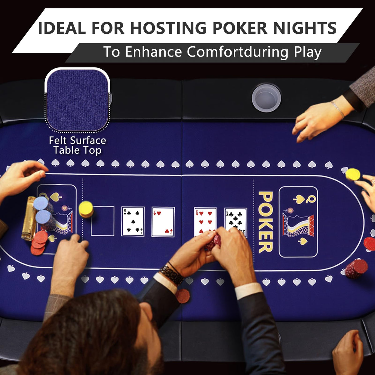 RAYKEEP Foldable Poker Table for 8 Players, 71" Texas Hold'em Casino Table
