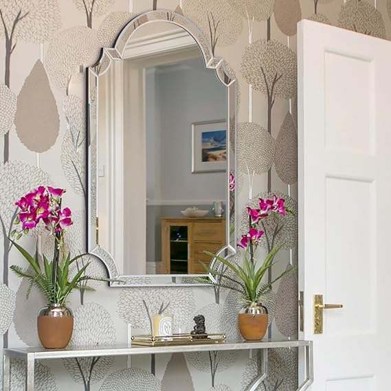 Arched Wall Mirror with Beveled Glass Edge