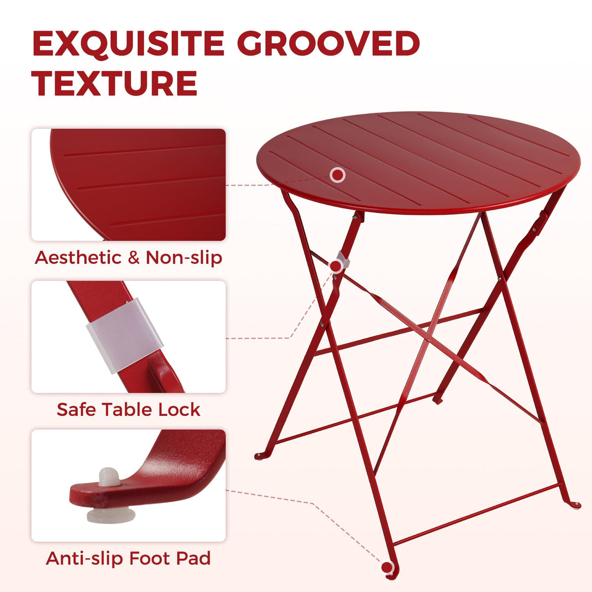 Red Folding Patio Bistro Set