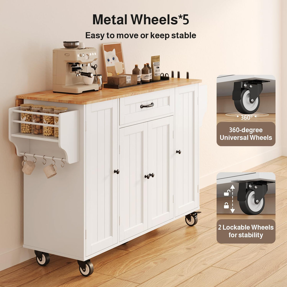 White Drop Leaf Kitchen Island
