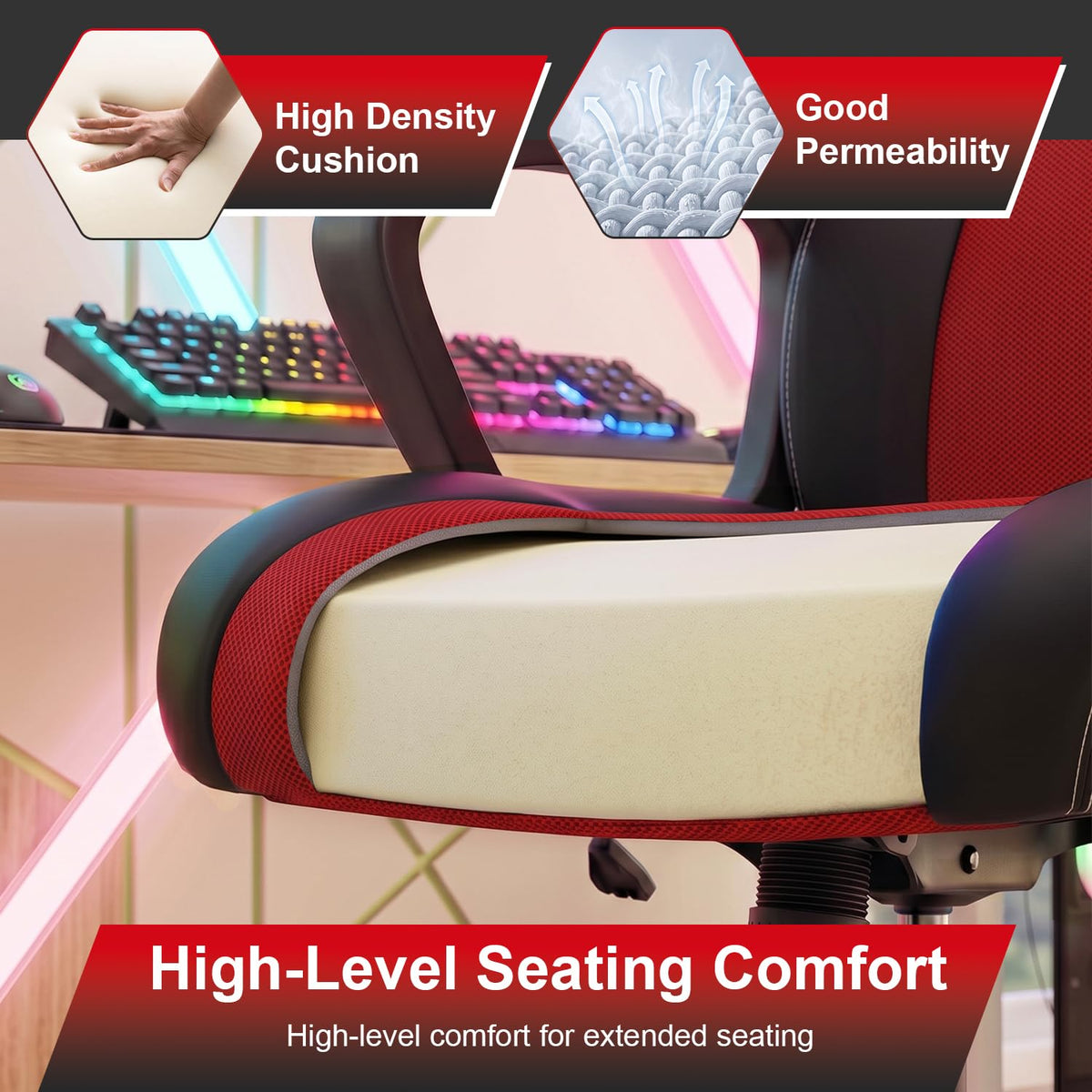 FDW Gaming Chair | Ergonomic Computer Desk Chair for Home Office | Red