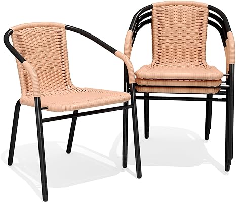 Outdoor Rattan Stackable Dining Chairs, Set of 4