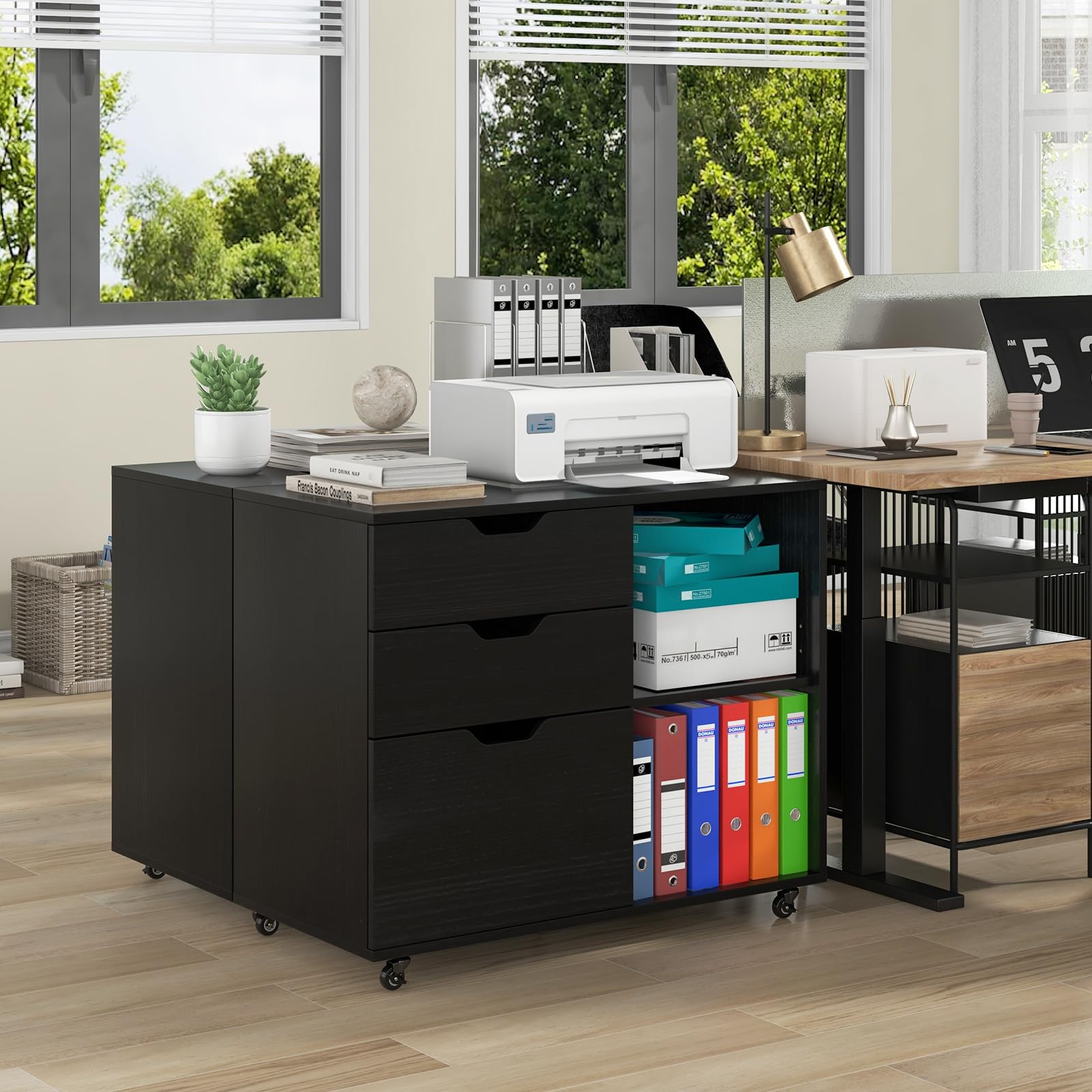 3-Drawer Rolling File Cabinet with Adjustable Shelf