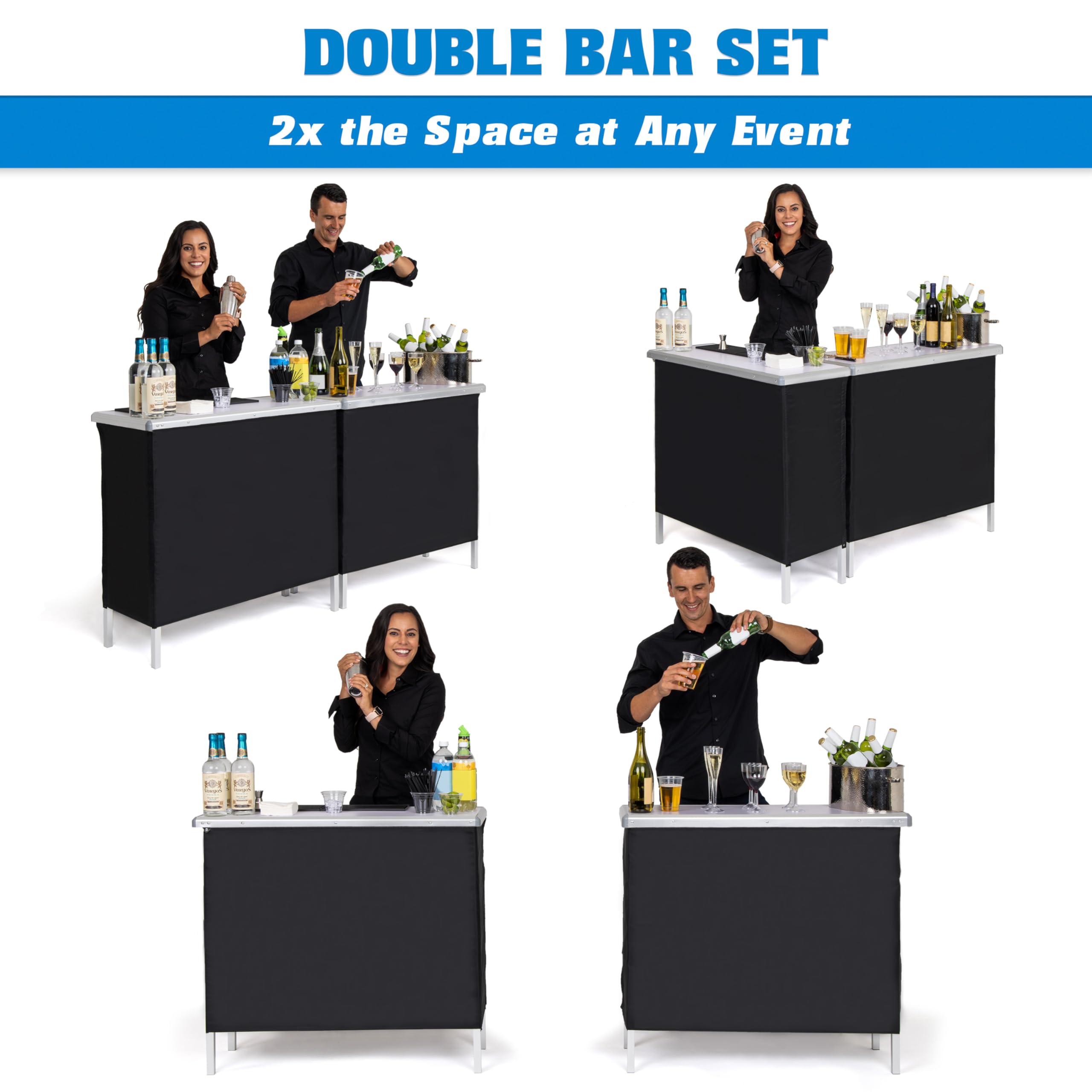 Portable Double Bar Table Set with Carrying Case