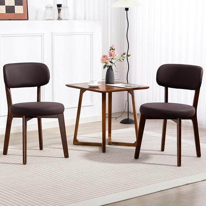 Mid-Century Modern Dining Chair with Rubberwood Frame