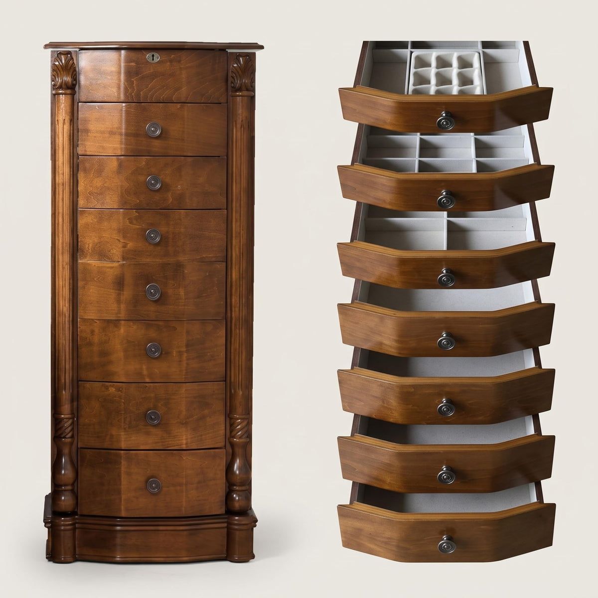 7-Drawer Locking Jewelry Armoire