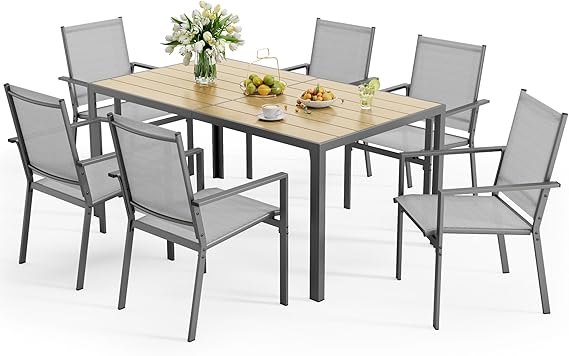6-Person Outdoor Patio Dining Set with Umbrella Hole