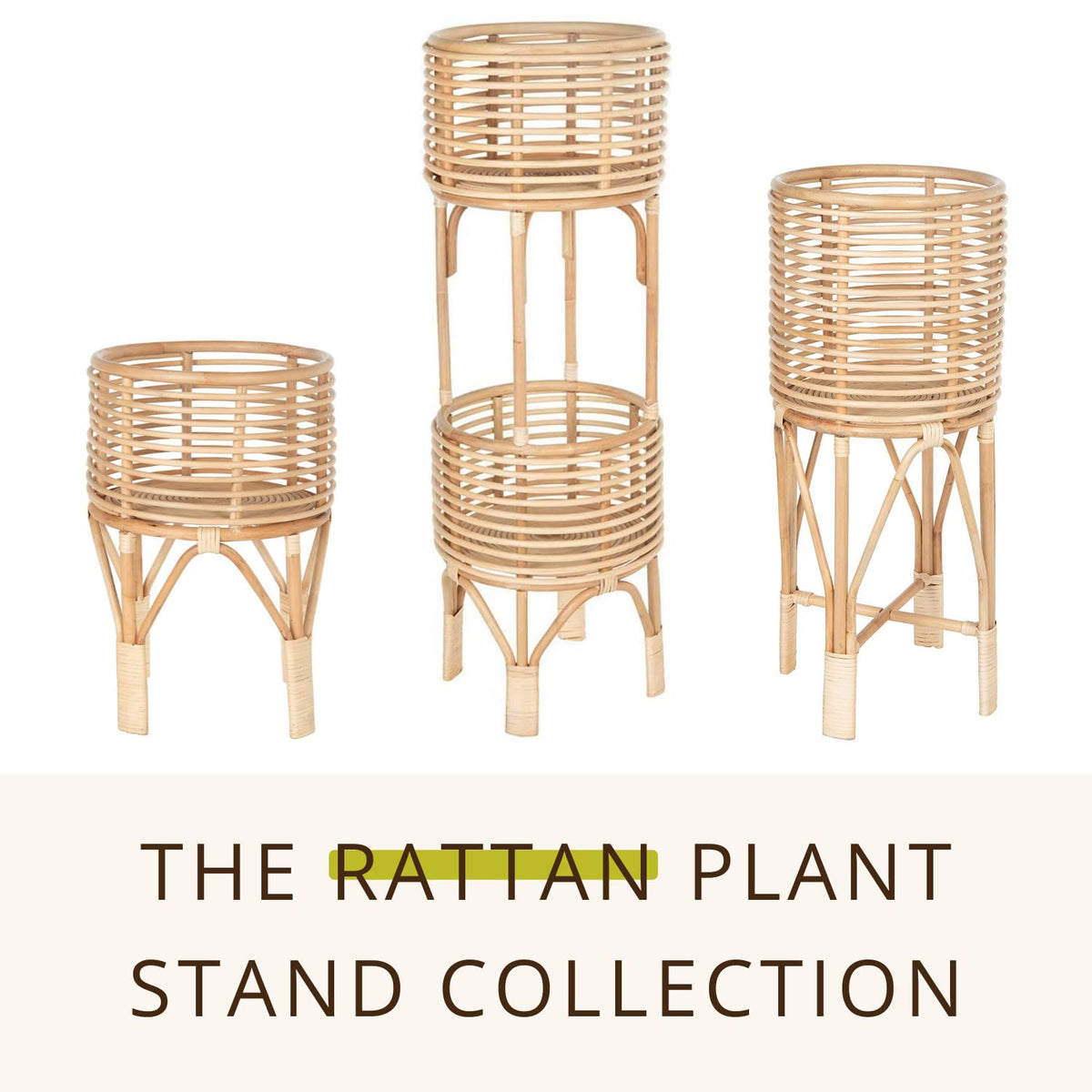 Kouboo Rattan Two-Tier Plant Stand, Indoor Boho Planter Shelf, Medium Brown