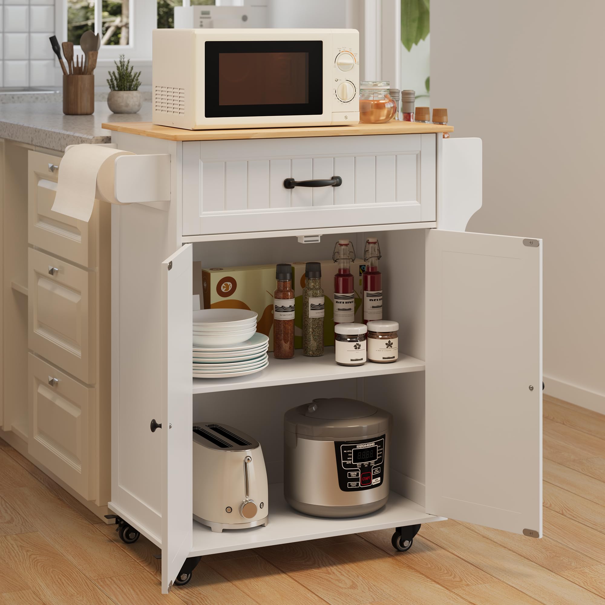Kitchen Island Cart with Adjustable Shelf
