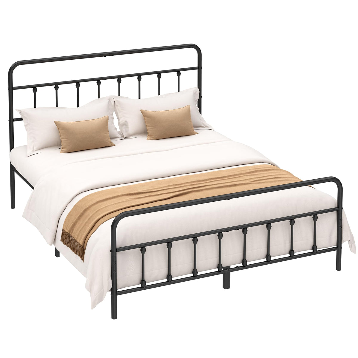 Metal Bed Frame with Headboard and Footboard