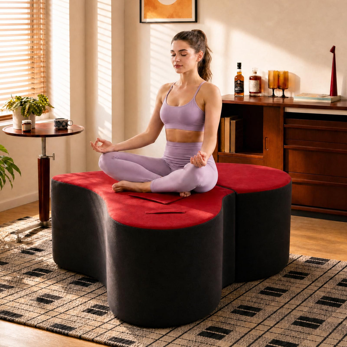 2-in-1 Convertible Yoga Chaise, Heart-Shaped Lounge Sofa for Stretching