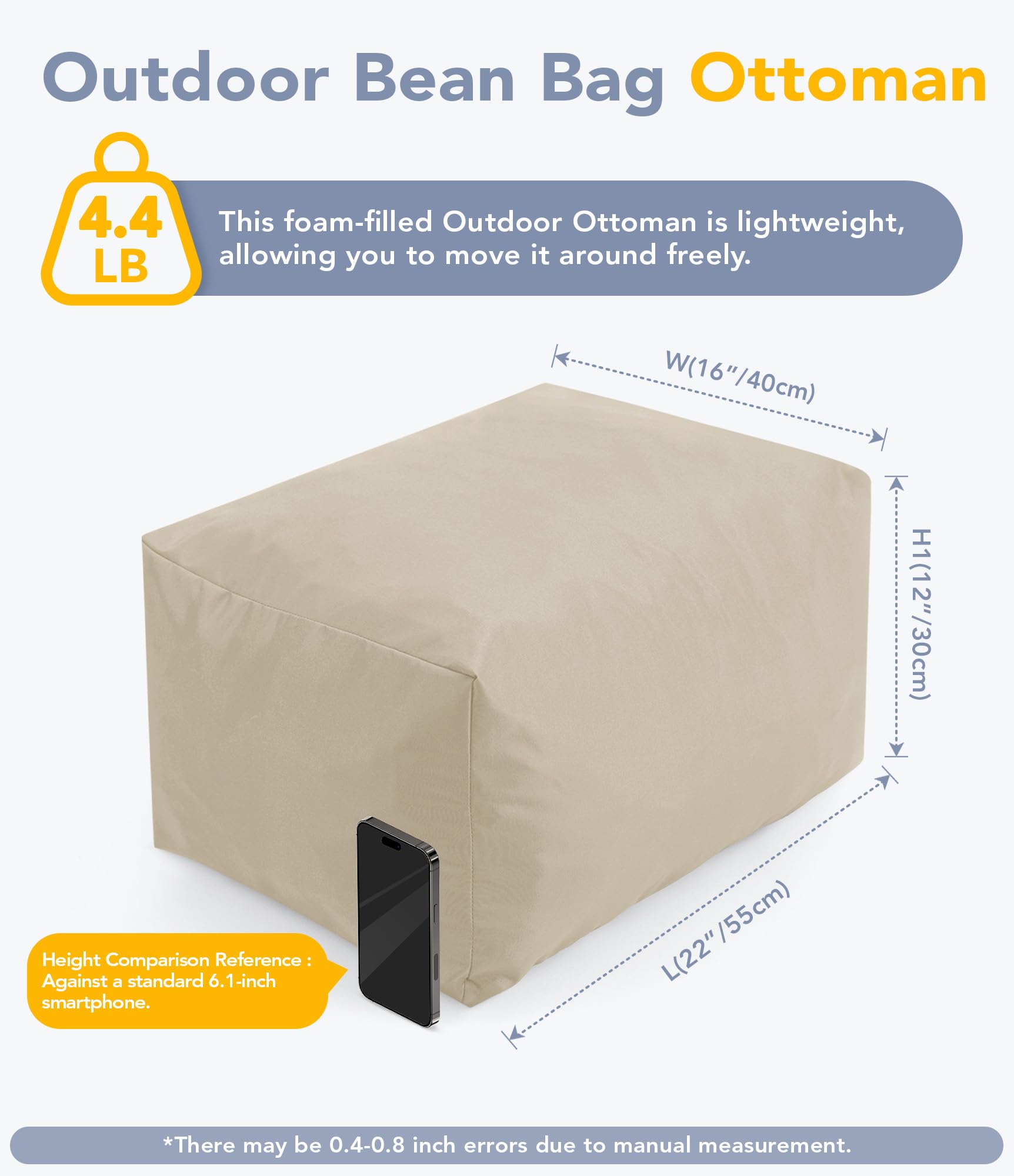 Outdoor Bean Bag Ottoman Foot Rest
